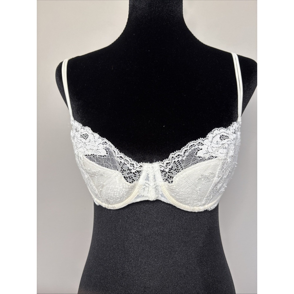 La Perla White Lace Push Up Bra‎ Padded Underwire Strappy 34C Luxury Lingerie